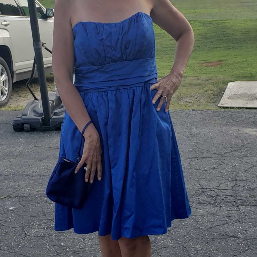 David's bridal strapless dress matching wristlet